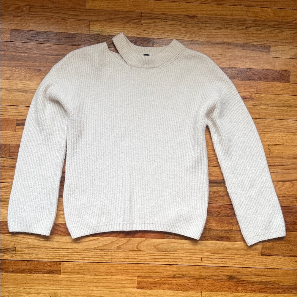 Rails Cream Ribbed Crewneck Sweater